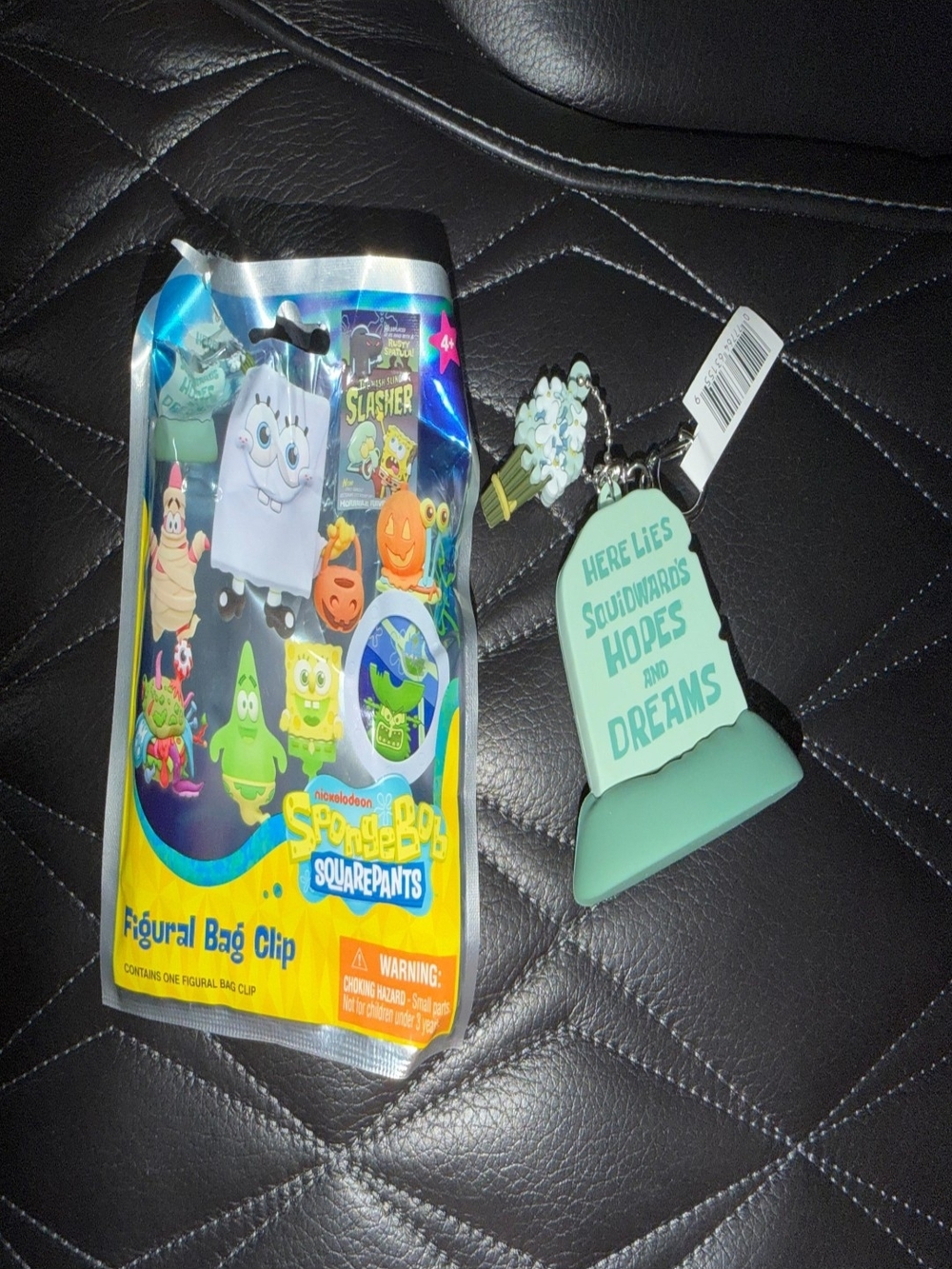 SpongeBob SquarePants Mint Green 'Here Lies Squidward' Keychain Bag Clip